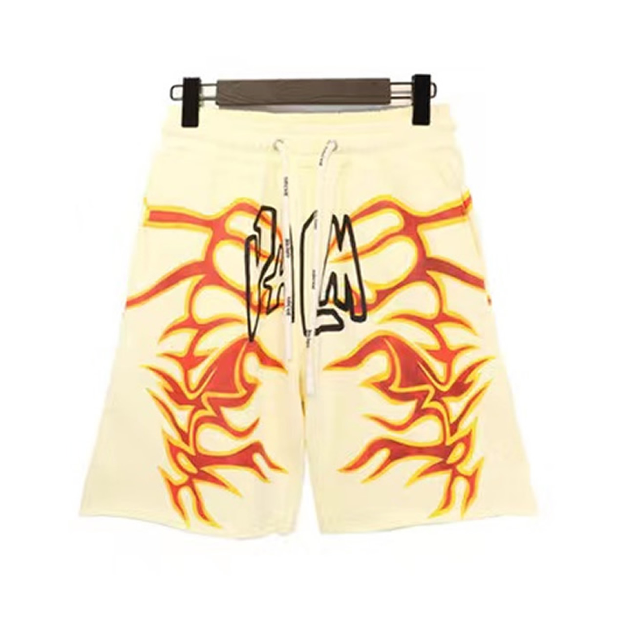 Palm Angels Graffiti Flame T Shirt Shorts Black White (26) - newkick.app